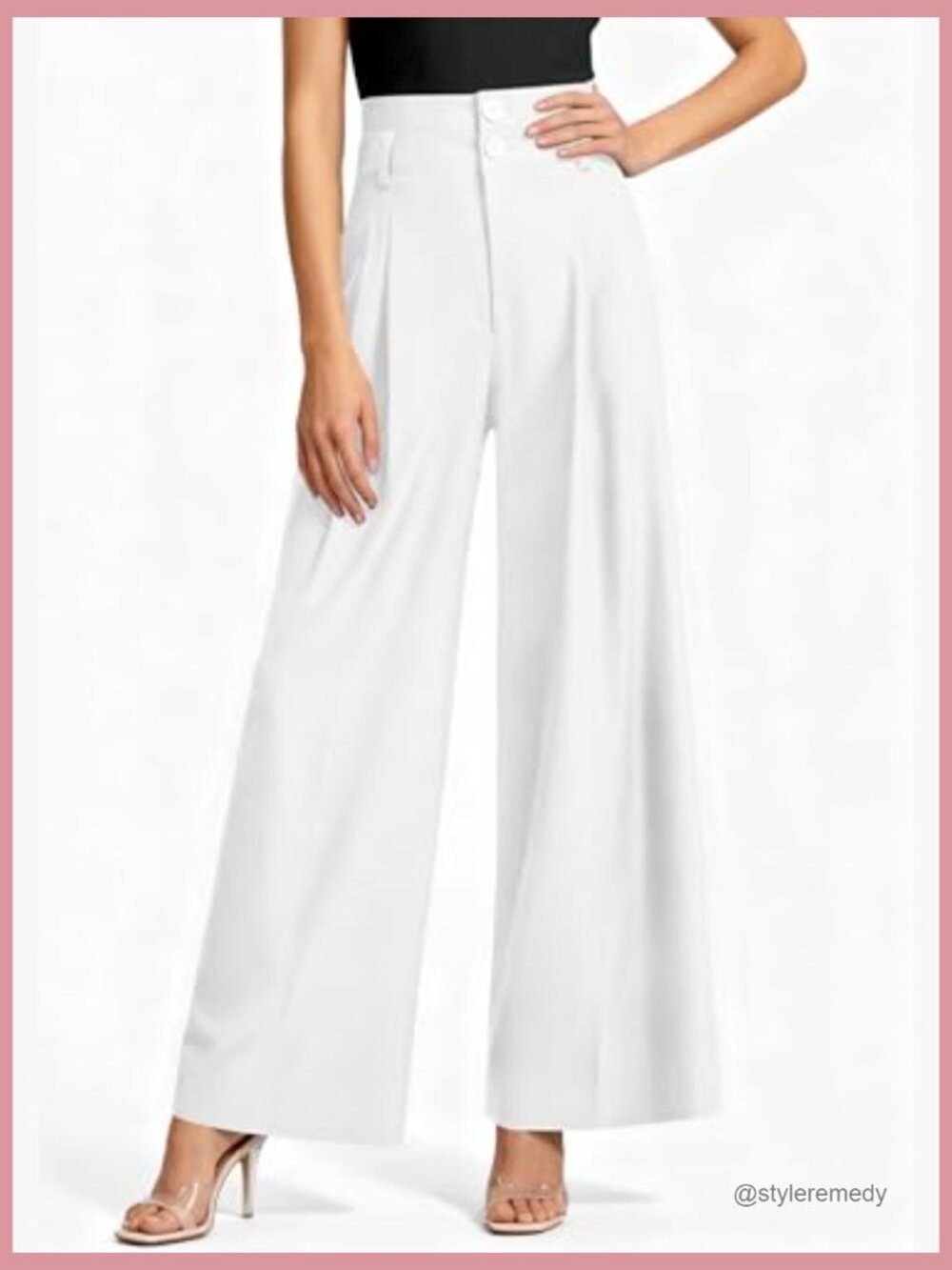 100% Polyester Wide Leg Palazzo Pants High Waist Pleated Work Casual - Picture 5 of 7